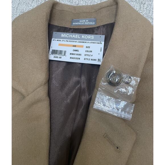 Michael Kors Tan Camel Wool Cashmere Coat / Jacket Mens 44S NEW Overcoat - Picture 3 of 11